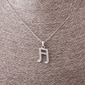 Кулон на ланцюжку "Нота", діаметр 2, 5 см, довжина 55см колір металу "срібло"