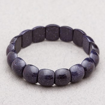 Aventurine Stone Bracelet (synthetic) "Blue Sand of Cairo Night" 15x12x7mm+
