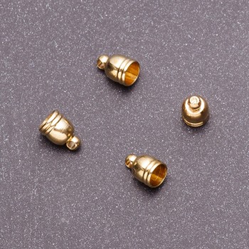End cap finding 9x6 mm ± d2-5 mm d3-1.5 mm, gold color finish, 18 pcs