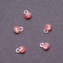 Pendant hardware 'Eyes', diameter 4mm, length 6mm, red enamel, grey metal finish. 14 pcs