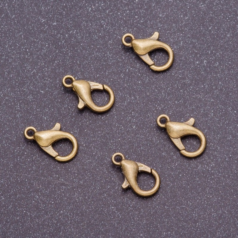 Bronze carabiner clasp, 6×12 mm (pack of 10 pcs)