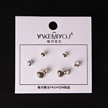 ( 5 mm ) Earrings Money Bags with Silver Crystals