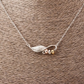 Кулон Листик на якірному ланцюжку г, довжина 52см, діаметр 2х1, 7см сріблястий метал