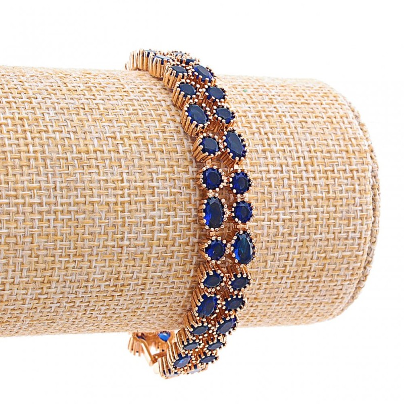 Xuping Women's Bracelet with Blue Round and Oval Crystals, Gold Color