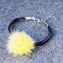 Yellow Faux Leather Bracelet with Natural Fur