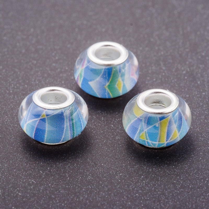 Blue Pandora plastic bead, 13mm diameter, 5mm hole, pack of 11