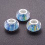 Blue Pandora plastic bead, 13mm diameter, 5mm hole, pack of 11