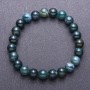 Moss Agate Natural Stone Bracelet, Smooth Beads, 8mm Diameter on Elastic