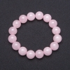 Elastic bracelet natural pink quartz smooth bead, diameter 12mm+