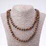 Long Tiger's Eye Necklace with Smooth Beads, 8 mm Diameter, 120 cm Length