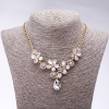 Evening Necklace with White Crystals 'Precious Flowers', Length 42-49 cm