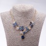 Evening necklace with blue crystals "Precious Flowers", length 42-49 cm