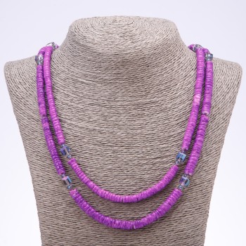 Purple necklace with Skafarki shells, length 120 cm
