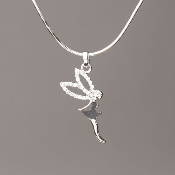 Pendant 'Elfina' on a 50 cm rope chain, black glass, 26 × 12 mm, gray metal