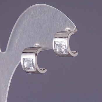 Earrings with white crystals 13x9mm