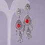 Сережки з червоними кристалами "Східна красуня", довжина 6, 5 см