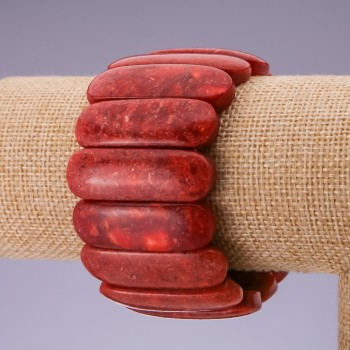 Sponge Coral Bracelet on Elastic Cord, Link 40x13 mm, Length 18.5 cm
