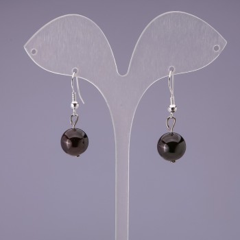 Garnet natural stone ball earrings, diameter about 10 mm, length 3 cm