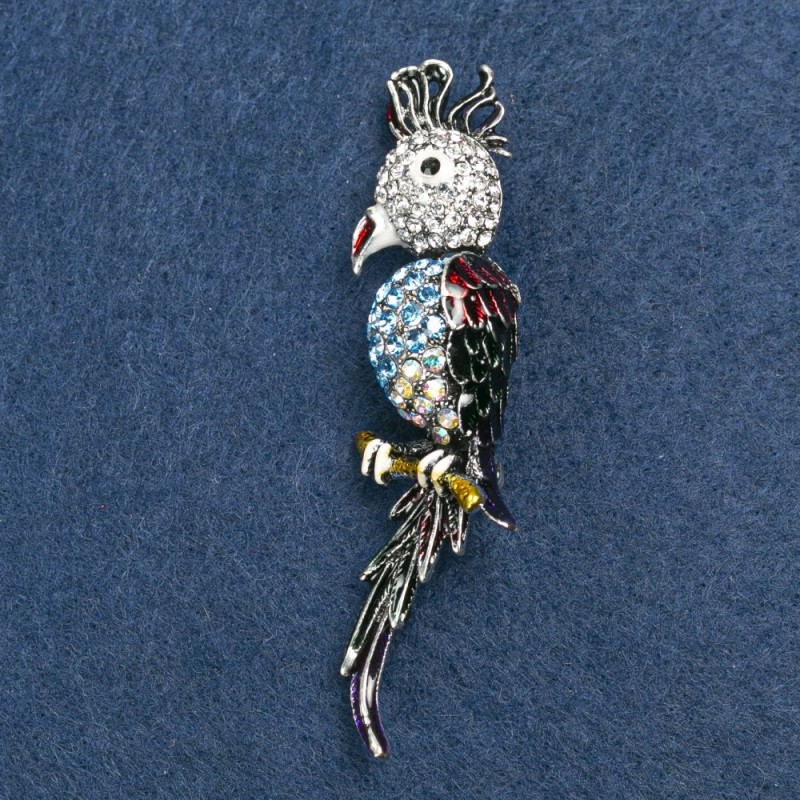 Brooch 'Cockatoo' 7 x 1.5 cm in gray metal