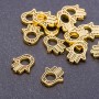 Palm-shaped bead insert, antique gold color, 14 x 12 x 2.5 mm, hole diameter 5 mm, packaging 20 g +/- 19 pcs
