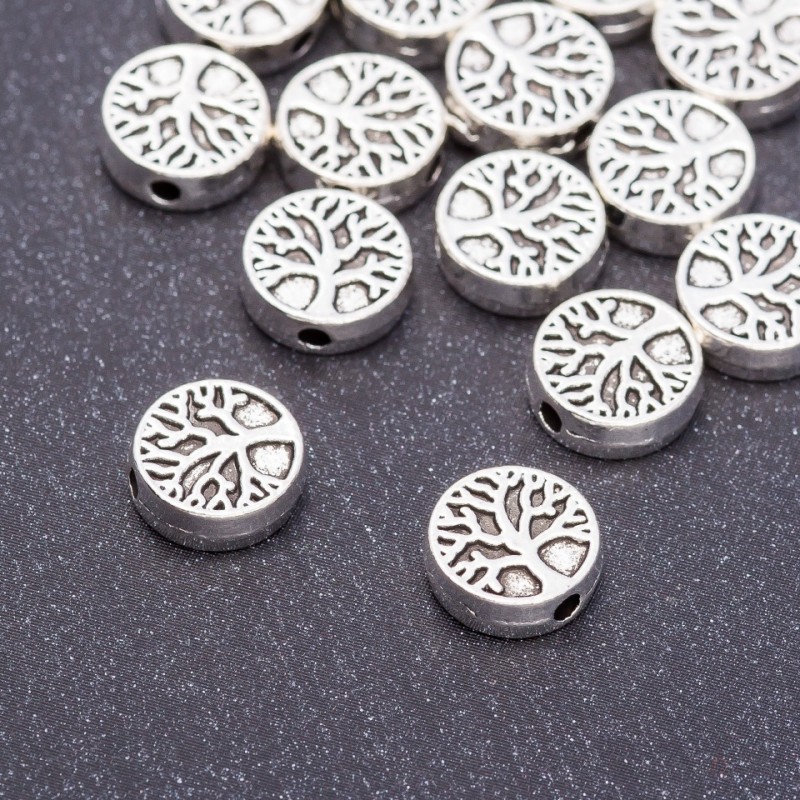 Wooden bead-insert hardware, diameter 9x3 mm, drilled hole, packaging 20 g ± 17 pcs