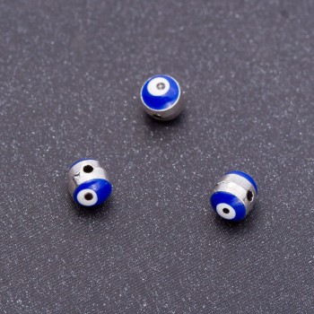 Bead Insert 'Eye' Silver, 5 mm diameter, 6 mm length, drilled-1, 5 mm faceted, 11 pcs