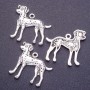Dog-shaped pendant findings, length 9 mm, diameter 1-1.5 mm, silver color finish, 20 g +/- 7 pcs