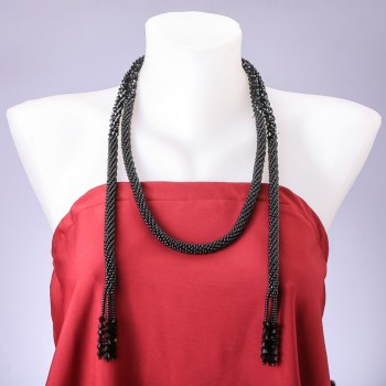 Jute Transformable Lariat Belt with Agate (synthetic), 10 mm diameter, 160 mm length