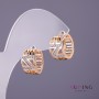 Xuping Earrings with White Crystals, 8 mm Diameter, 14 mm Length, Gold Color