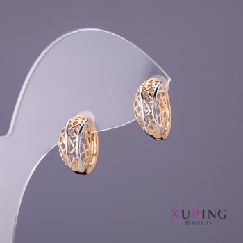 Xuping Earrings, diameter 7mm, length 14mm, color gold and silver