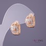 Xuping earrings with Greek pattern, white motifs, 10 mm diameter, 14 mm length, gold color