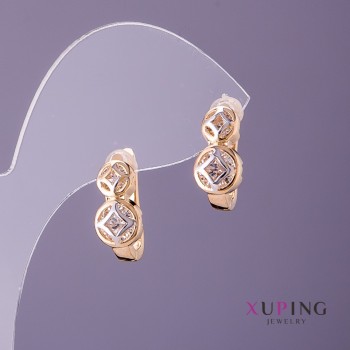 Xuping Earrings, 6mm and 8mm diameter, 11mm length, color Gold and Silver