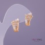 Xuping Earrings with White Crystals, 10 mm diameter, 15 mm length, Gold color