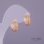 Xuping Earrings with White Crystals, 7 mm Diameter, 14 mm Length, Gold Color