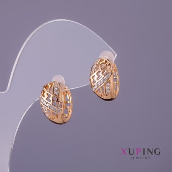Xuping Earrings, 7 mm diameter, 15 mm length, gold color
