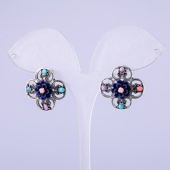 Earrings 'Asters' purple, diameter 22mm