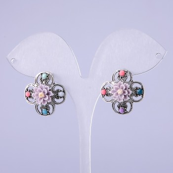 Earrings 'Asters' cream, diameter 22mm