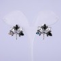 Tree Earrings with Black Crystals 22x22mm