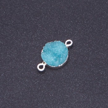 Connector light turquoise 'Druzy' acrylic 'silver', diameter 14mm, length 3mm