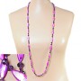 Long lavender mother-of-pearl necklace with elongated oval beads, 110 cm