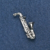 Saxophone Brooch, 38×18 mm, silver-tone metal