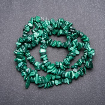 Malachite beads, natural stone on fishing line, diameter 6x3 mm +-, length 82 cm+