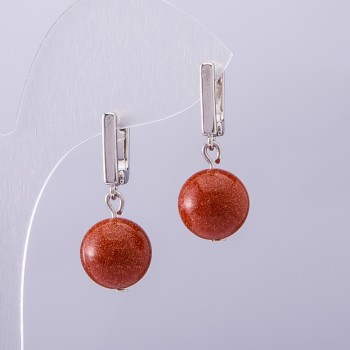 Elegant Aventurine Earrings 'Golden Sand', 14 mm diameter