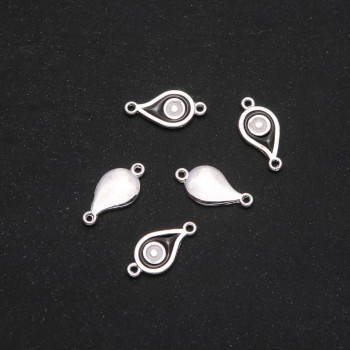 Egyptian Eye Connector gray metal 11×22mm finish 5 pcs
