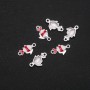 Findings 'Fish' Connector with Red Enamel 22x13mm, Pack of 6, Gray Metal