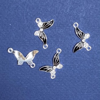 Butterfly Connector Findings with Black Enamel 24×12mm, pack of 4