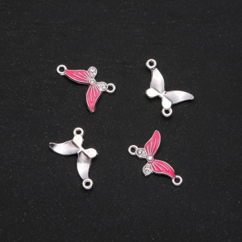 Butterfly Connector with Raspberry Enamel 24x12mm, Pack of 4