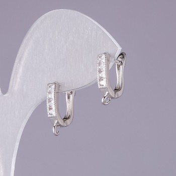 Ear wires for earrings 14x3mm with rhinestone strip