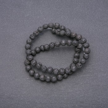 Lava stone beads on a string, diameter 6mm, length 40 cm