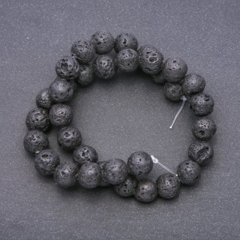 Lava Stone Beads on a String, Diameter 12mm, Length 37cm